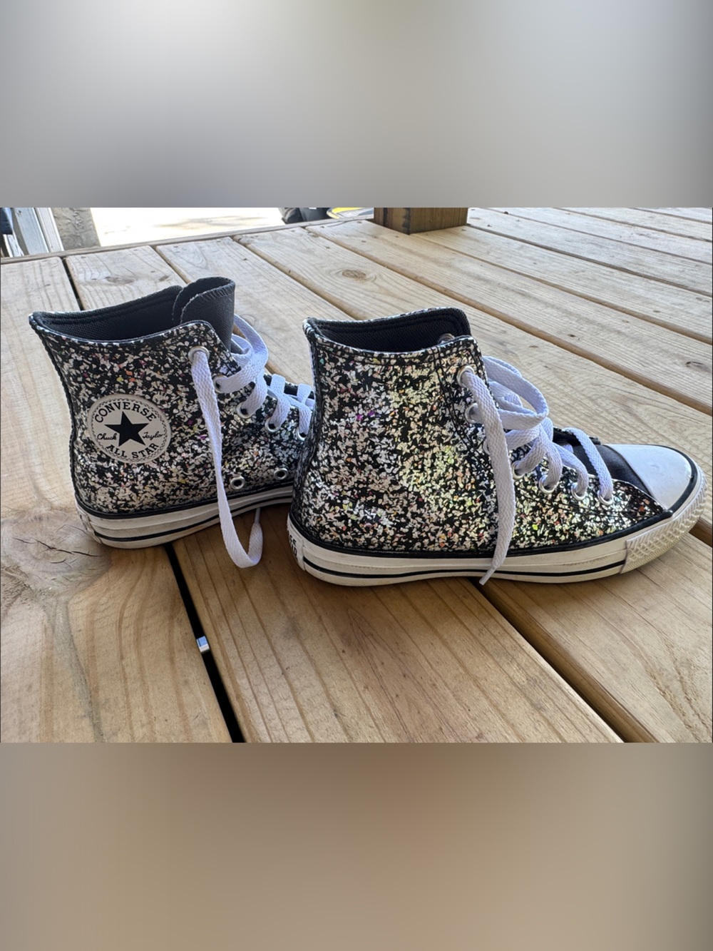 Converse High Top Sneakers - Black with Iridescent Glitter